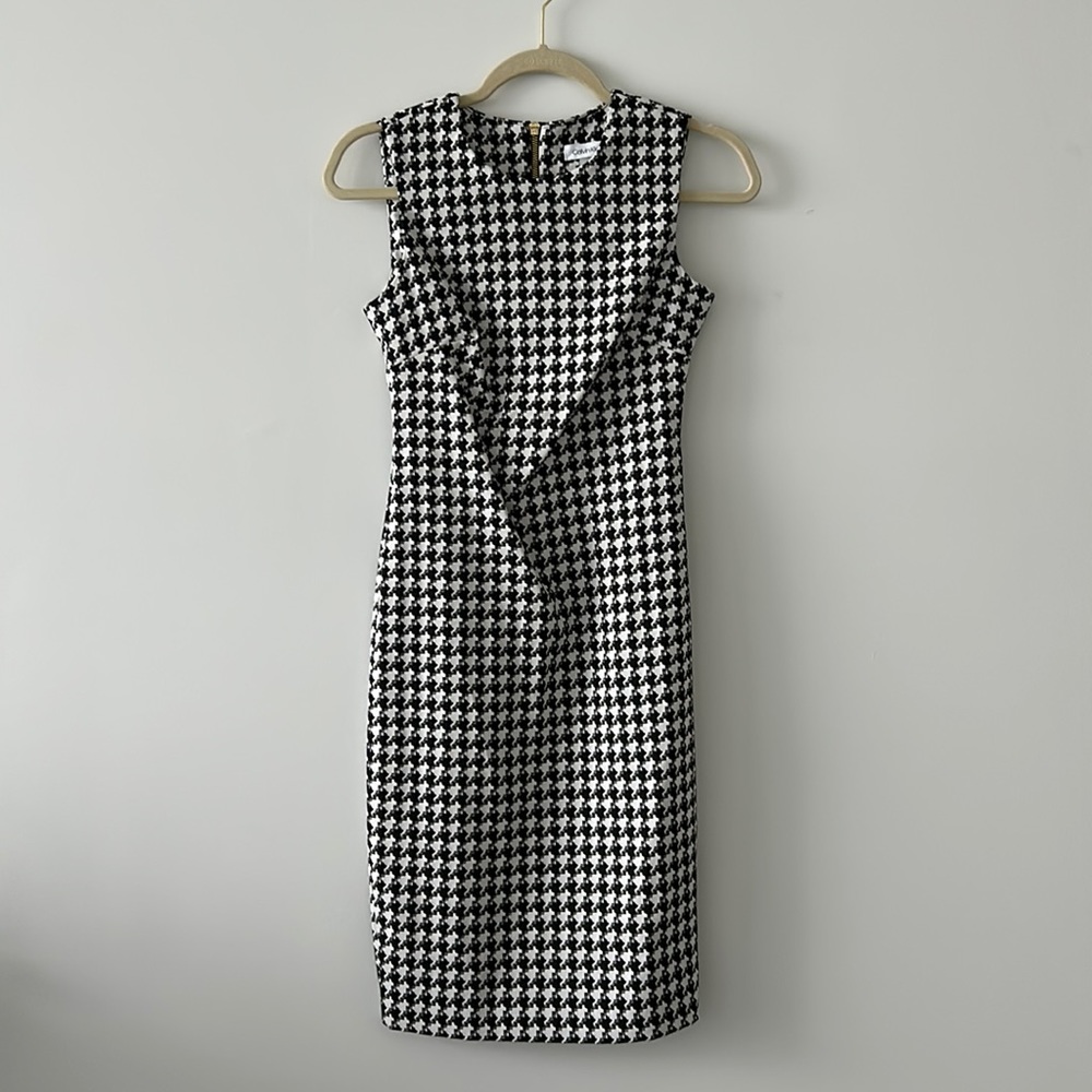 Fitted hounds tooth, Calvin Klein dress